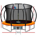 Everfit 10FT Trampoline for Kids w/ Ladder Enclosure Safety Net Rebounder Orange