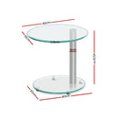 Artiss Coffee Table Oval Tempered Glass Side End Beside Tables Cafe 45cm