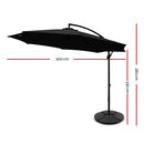 Instahut 3m Outdoor Umbrella w/Base Cantilever Beach Garden Patio Black