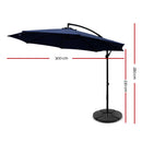 Instahut 3m Outdoor Umbrella w/Base Cantilever Beach Garden Patio Navy