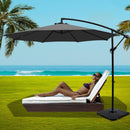 Instahut 3m Umbrella w/Base Outdoor Cantilever Beach Garden Patio Parasol Charcoal