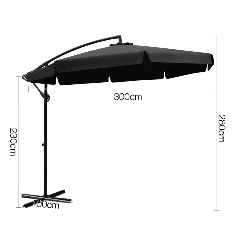 Instahut 3M Outdoor Umbrella - Black