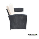 Arcadia Furniture Outdoor 4 Piece Sofa Lounge Set Wicker Rattan Garden - Black and Grey