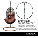 Arcadia Furniture Hanging Basket Egg Chair Outdoor Wicker Rattan Patio Garden - Brown and Coffee