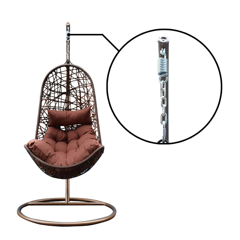 Arcadia Furniture Hanging Basket Egg Chair Outdoor Wicker Rattan Patio Garden - Brown and Coffee