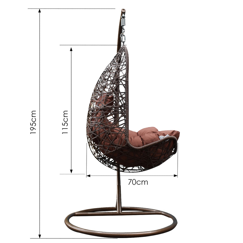 Arcadia Furniture Hanging Basket Egg Chair Outdoor Wicker Rattan Patio Garden - Brown and Coffee