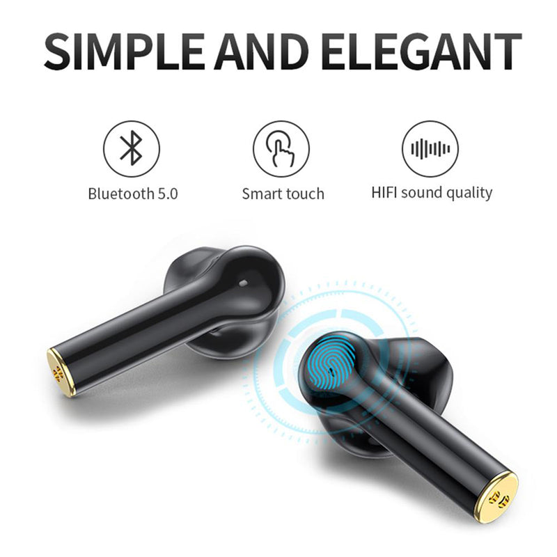 FitSmart Wireless Earbuds Earphones Bluetooth 5.0 For IOS Android In Built Mic - Black