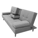 Casa Decor Mendoza 2 in 1 Sofa Bed Couch Grey Pull Down Cupholder 3 Seats Futon
