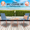 Milano 3pc Outdoor Furniture Steel/Rattan Coffee Table & Chairs Patio Garden Set - Blue & Orange