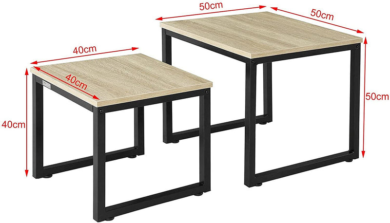 Set of 2 Modern Coffee Tables with Wood top panel and Steel framework