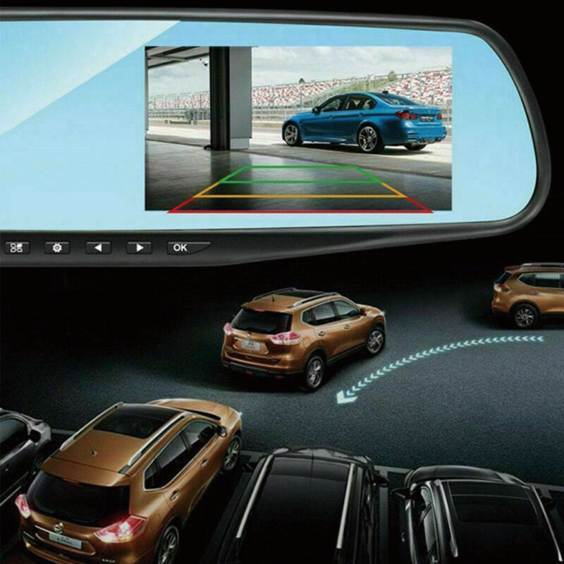 1080P Rear View Reversing Mirror 4.3'' Front And Rear DVR Car Dash Camera Dual Lens