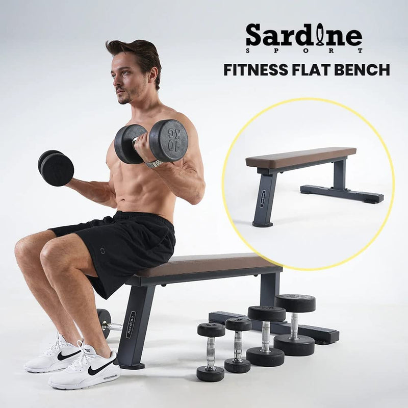 Sardine Sport FB68 Heavy Duty Flat Bench, 450kg Weight Capacity for Home Gym Exercise, Weight Lifting & Abdominal Training