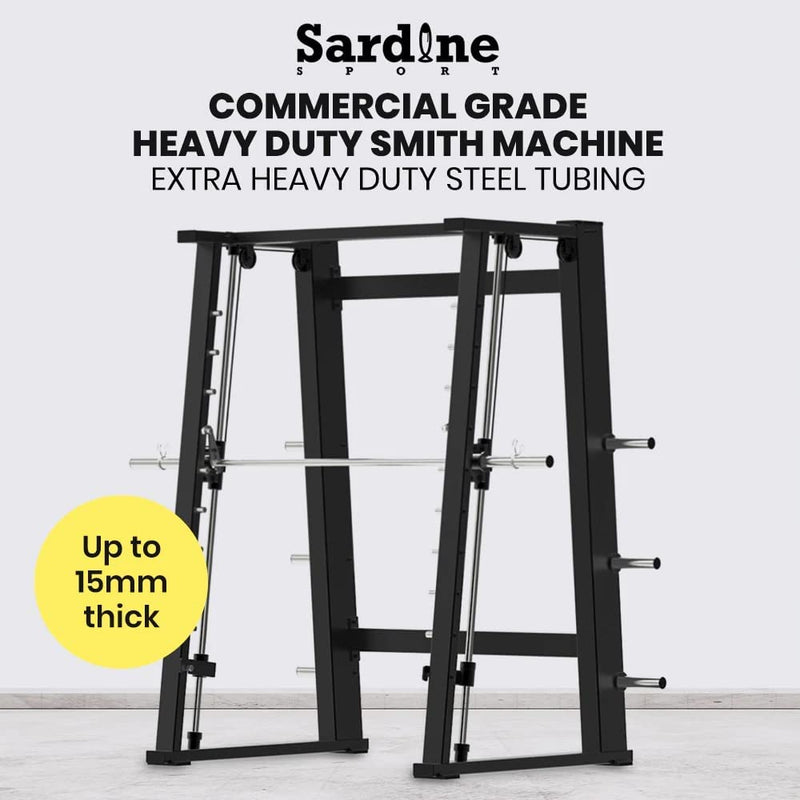 Sardine Sport Commercial Grade Smith Machine Cable Machine, 3.5mm Thickness Heavy Duty Steel, Plate Holder