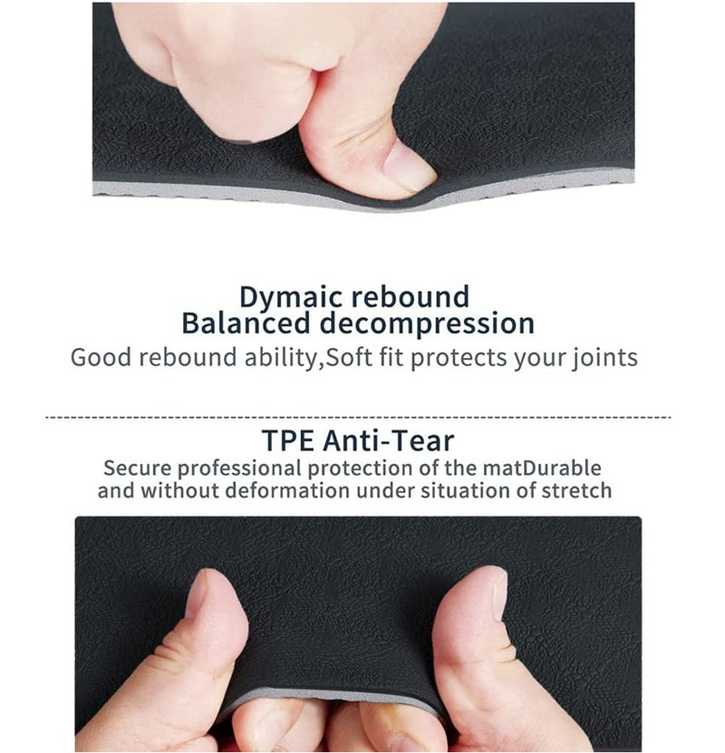 Sardine Sport TPE Yoga Mat, Exercise Workout Mats, Fitness Mat for Home Workout, Home Gym Extra Thick Large Black 8mm