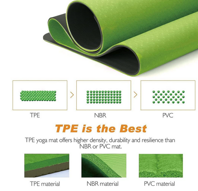 Sardine Sport TPE Yoga Mat, Exercise Workout Mats, Fitness Mat for Home Workout, Home Gym Extra Thick Large Crystal Green & Black 8mm