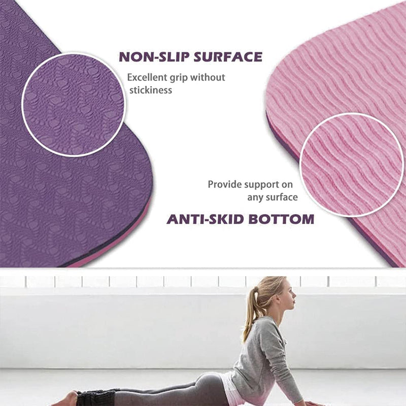 Sardine Sport TPE Yoga Mat, Exercise Workout Mats, Fitness Mat for Home Workout, Home Gym Extra Thick Large Violet & Peach Pink 6mm