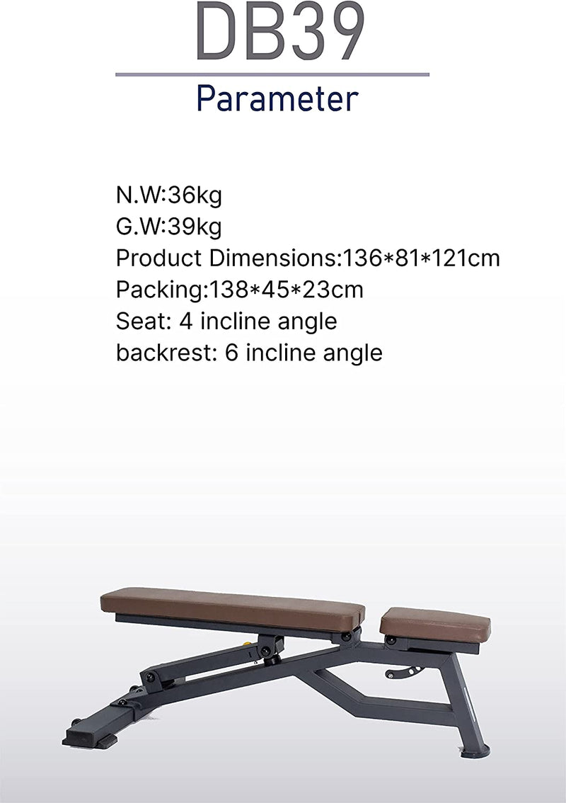 Sardine Sport Heavy Duty Bench Foldable Adjustable Commercial Grade Capacity 450kg (Brown)