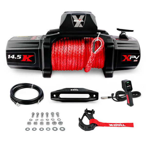 X-BULL Electric Winch 12V Synthetic Rope Wireless 14500LB Remote 4X4 4WD Boat