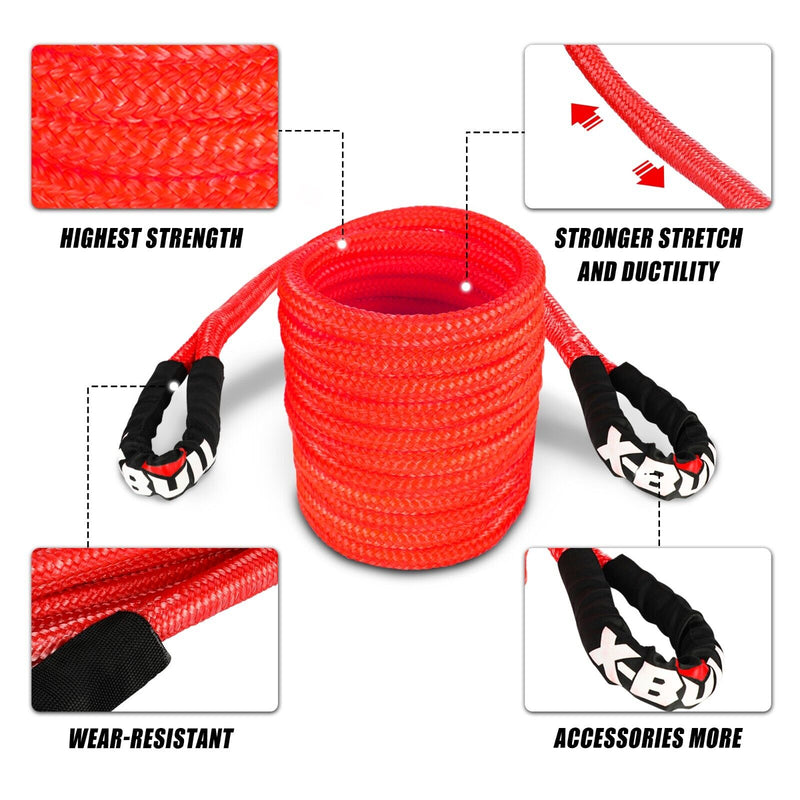 X-BULL Kinetic Rope 25mm x 9m Snatch Strap Recovery Kit Dyneema Tow Winch