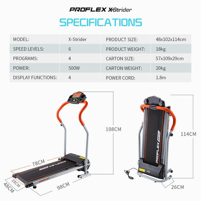 PROFLEX Electric Mini Walking Treadmill Compact Fitness Machine Exercise Equipment