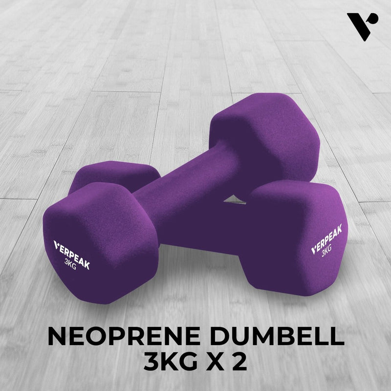 Verpeak Neoprene Dumbbell 3kg x 2 Purple VP-DB-136-AC