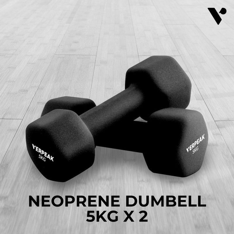 Verpeak Neoprene Dumbbell 5kg x 2 Black VP-DB-138-AC