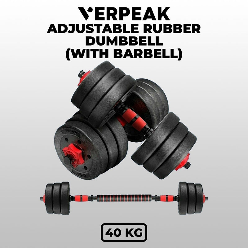 Verpeak Adjustable Rubber Dumbbells 40kg VP-DB-115-VS