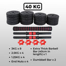 Verpeak Adjustable Rubber Dumbbells 40kg