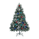 Snowy Christmas Tree Xmas Pine Cones 6Ft 180cm 930 tips + Bauble Balls