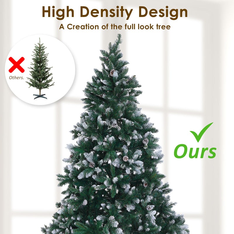 Home Ready 6Ft 180cm 930 tips Green Snowy Christmas Tree Xmas Pine Cones + Bauble Balls