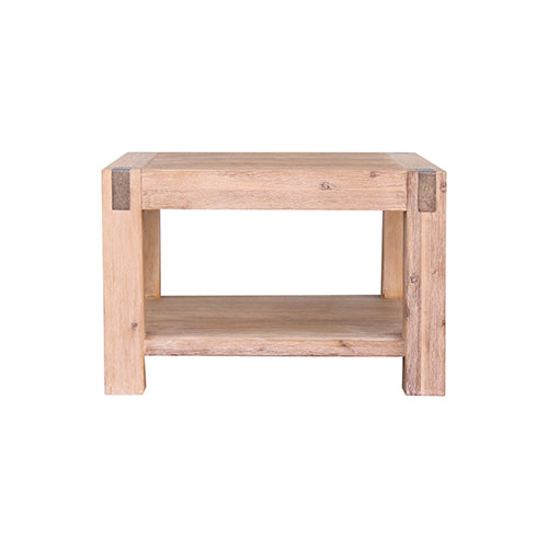 Lamp Table Open Storage Solid Wooden Frame in Classic Oak Colour