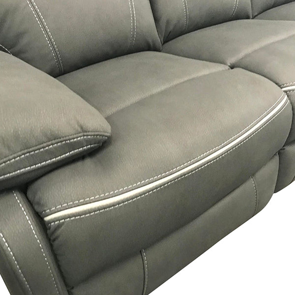 3+1+1 Seater Electric Recliner Sofa In Luxe Rhino Polyester Plywood Fabric In Ash Colour with Plastic Black Base