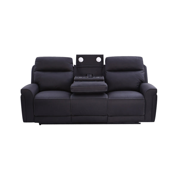 3+2+1 Seater Electric Recliner Sofa in Super Suede Fabric in Charcoal Colour with Plastic Black Base