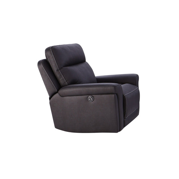 3+2+1 Seater Electric Recliner Sofa in Super Suede Fabric in Charcoal Colour with Plastic Black Base