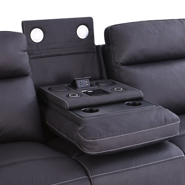 3+2+1 Seater Electric Recliner Sofa in Super Suede Fabric in Charcoal Colour with Plastic Black Base