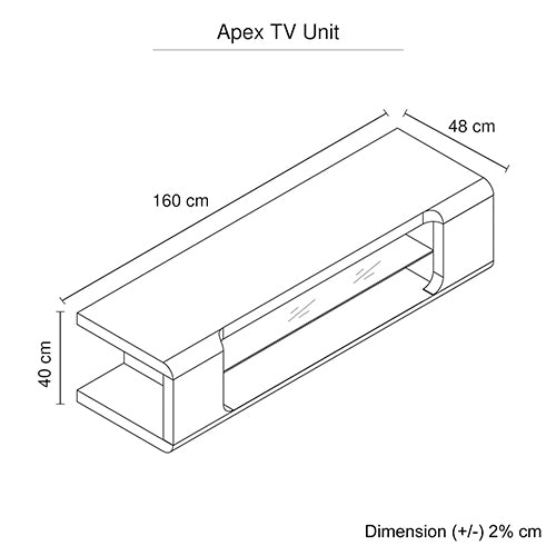 TV Cabinet with 2 Open Storage With Glossy MDF Entertainment Unit In White Colour