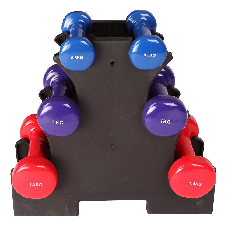 6-Piece Dumbbell Set with Rack