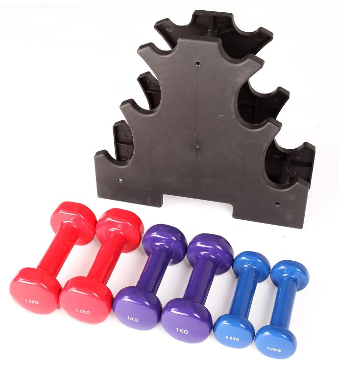 6-Piece Dumbbell Set with Rack