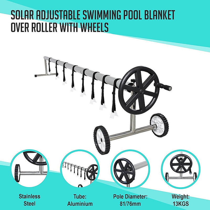 Solar Adjustable Swimming Pool Blanket Cover Roller with Wheels