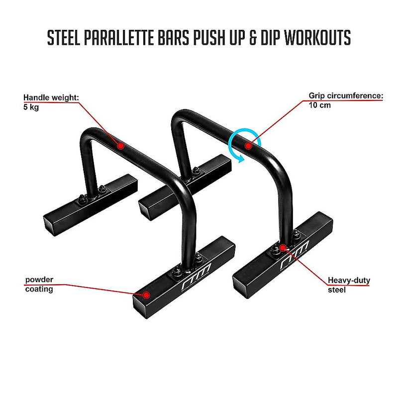 Steel Parallette Bars Push Up & Dip Workouts