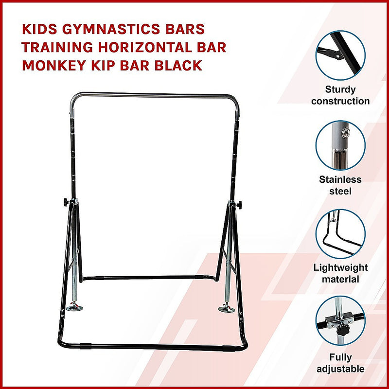 Kids Gymnastics Bars Training Horizontal Bar Monkey Kip Bar Black