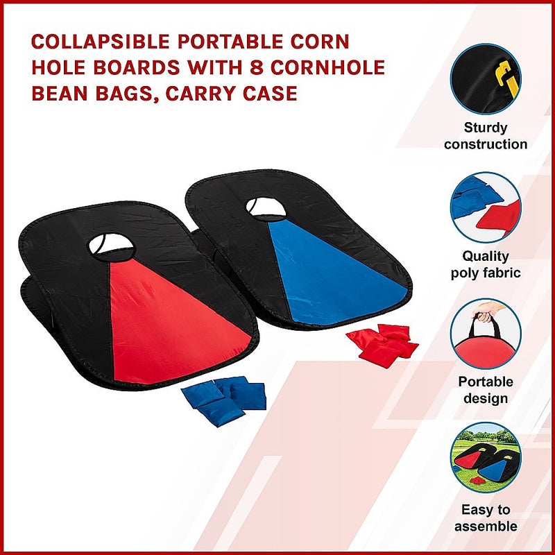 Collapsible Portable Corn Hole Boards With 8 Cornhole Bean Bags, Carry Case