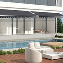 Outdoor Folding Arm Awning Retractable Sunshade Canopy Grey 5.0m x 2.5m
