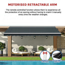 Motorised Outdoor Folding Arm Awning Retractable Sunshade Canopy Grey 3.0m x 2.5m