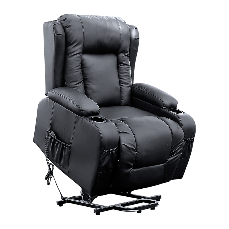 Recliner Chair Electric Massage Chair Lift Heated Leather Lounge Sofa Black