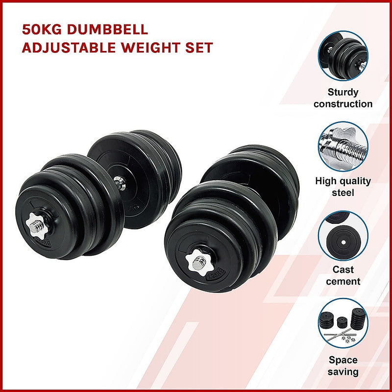 50KG Dumbbell Adjustable Weight Set