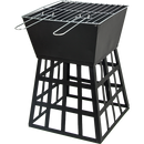 Black Fire Pit Square Log Patio Garden Heater Outdoor Table Top BBQ Camping