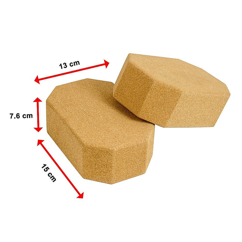 Natural Cork Octagon Yoga Blocks Brick Exercise 2 pcs Set Eco Non-Slip