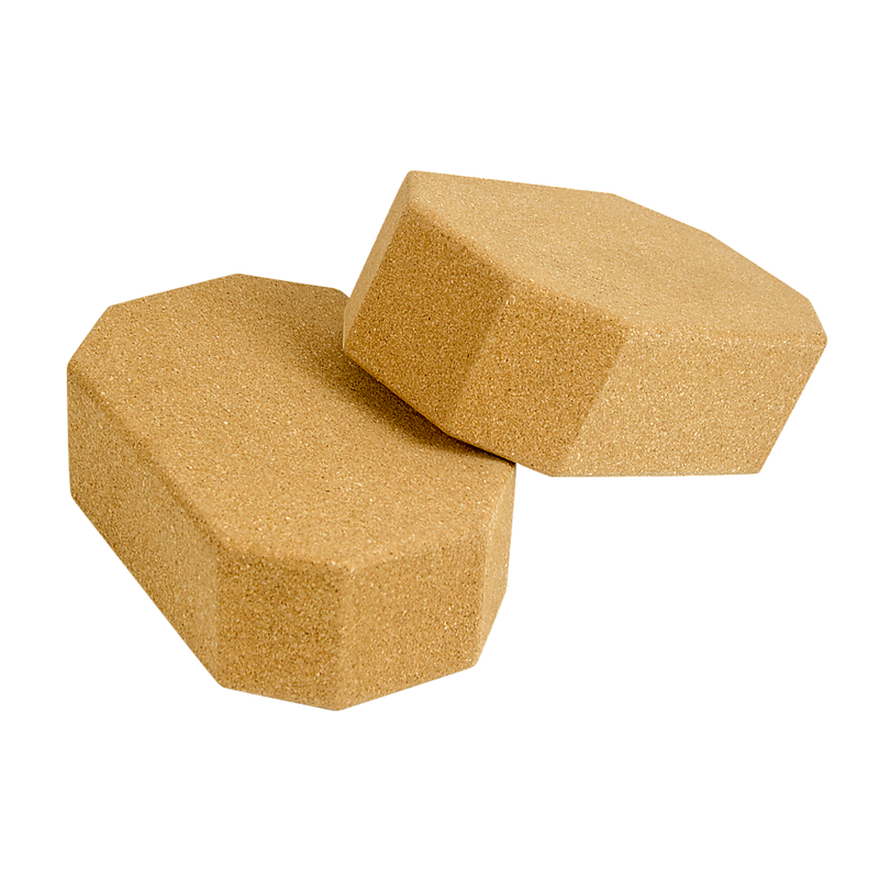 Natural Cork Octagon Yoga Blocks Brick Exercise 2 pcs Set Eco Non-Slip