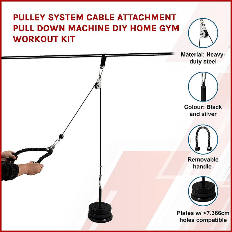 Pulley System Cable Attachment Pull Down Machine DIY Home Gym Workout Kit